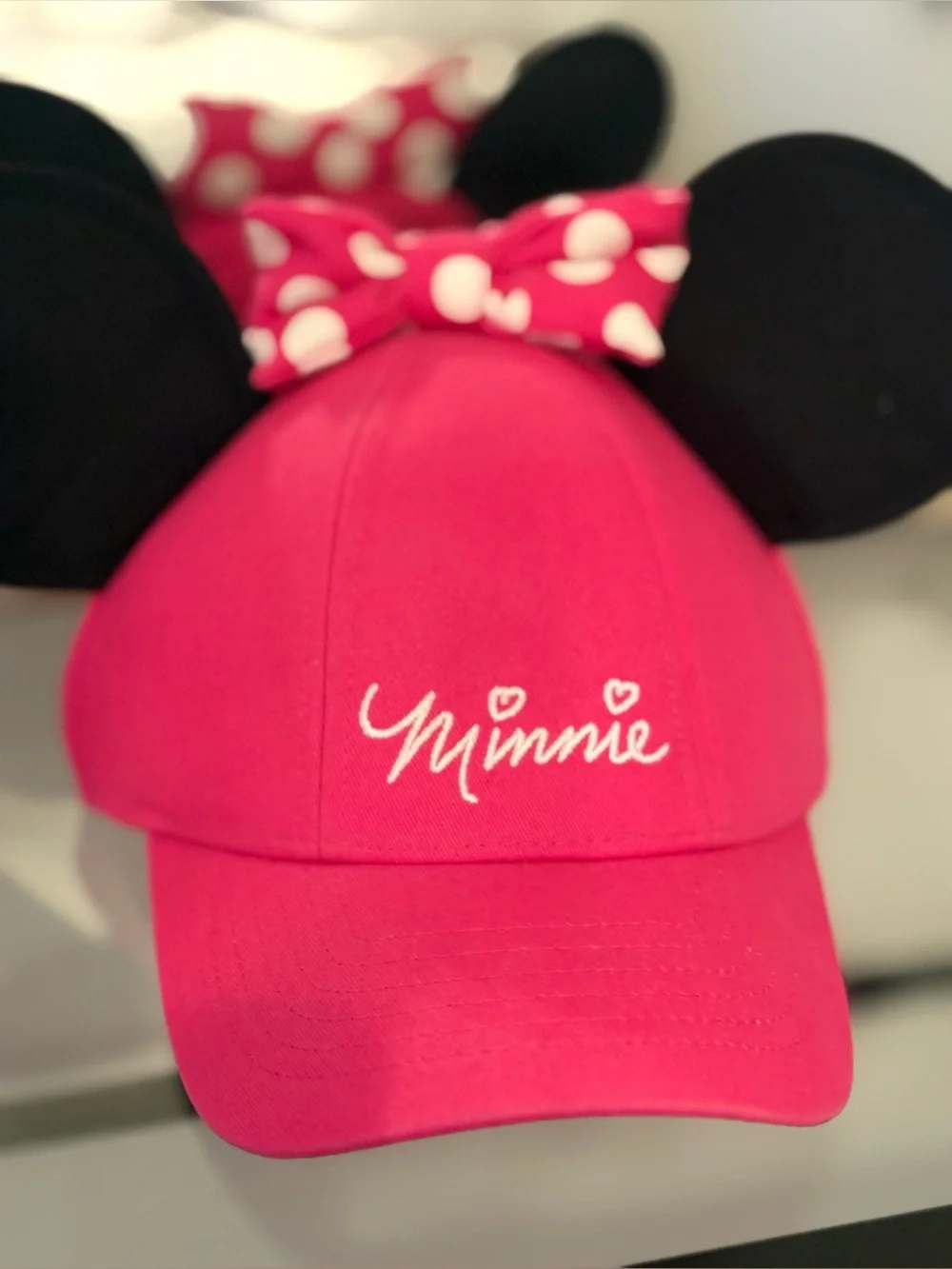 Disney•Sassy Bow Girls Minnie Ears Pink Youth Hat